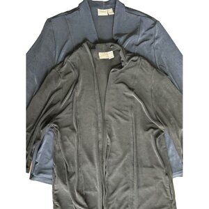 LOT 2 Chico's Travelers Womens Slinky Cardigan Open Front Black & Navy Size 1